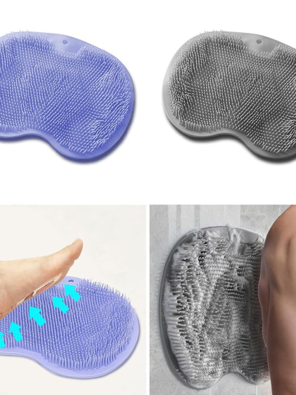 2 PCS Shower Foot & Back Scrubber Mat Hands Free Foot Massager Mat with Non-Slip